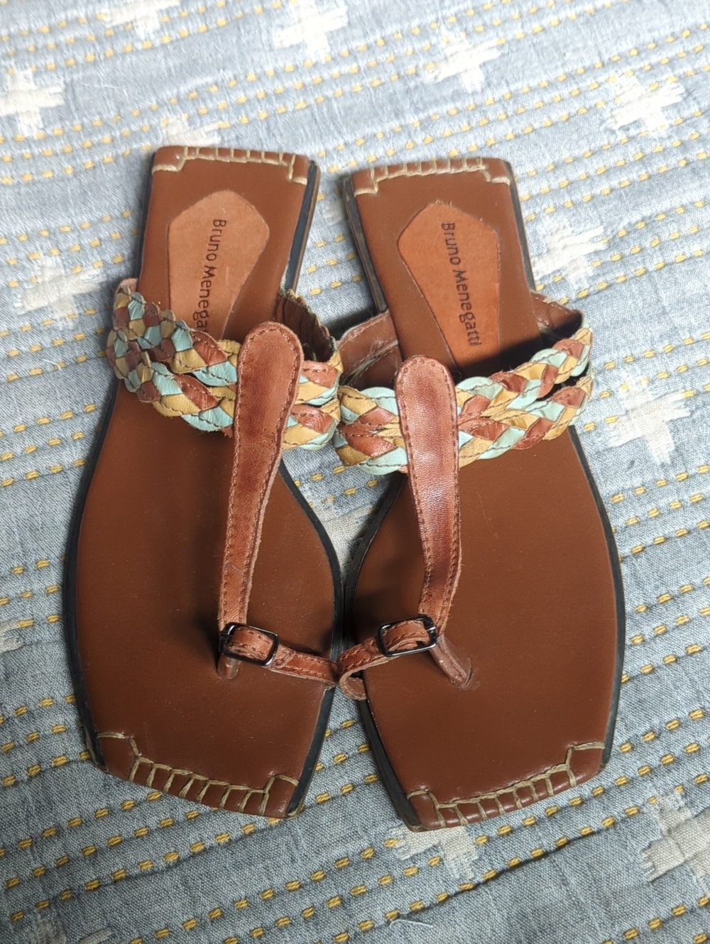 BRUNO MENEGATTI Brazilian Leather Square Brown Sandal 9
